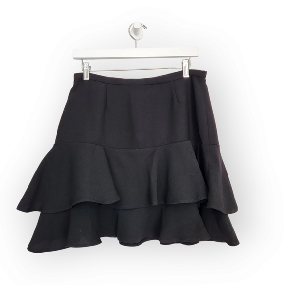 Lauren Ralph Lauren Petite Black Mid Rise Ruffle Mini Skirt 6 - Picture 4 of 6